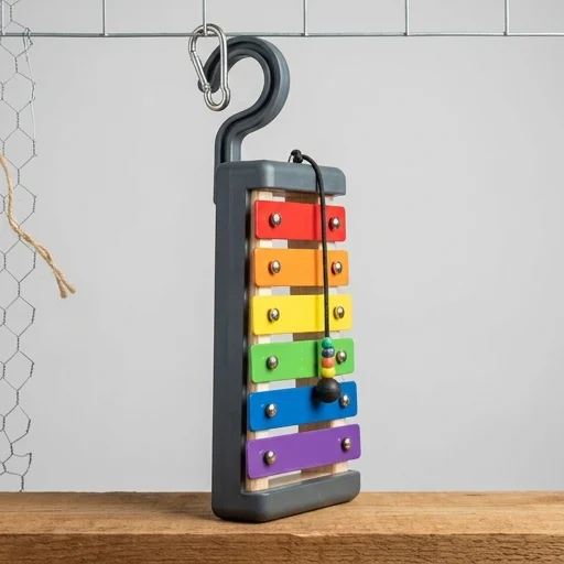 RentACoop Chicken Xylophone Toy – in use