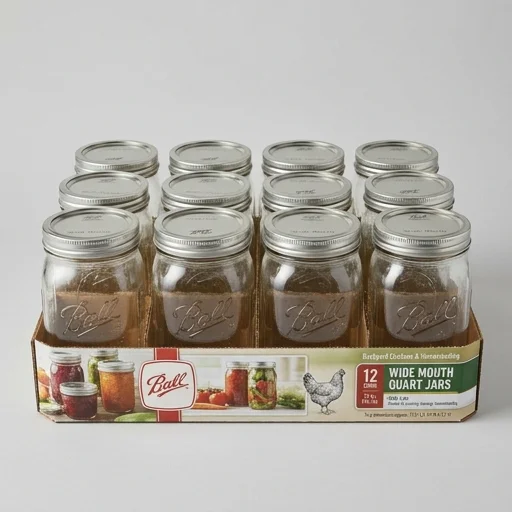 Ball Mason Jars 12 Pack (Wide Mouth Quart, 32 oz)
