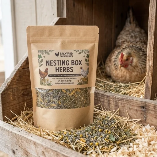 Backyard Chicken Coops Nesting Box Herbs – in use