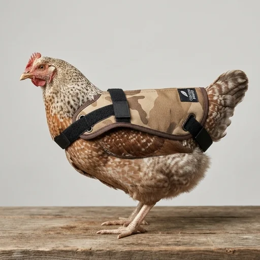 Chicken Armor Velcro Brand Chicken Saddle Feather Protector – in use